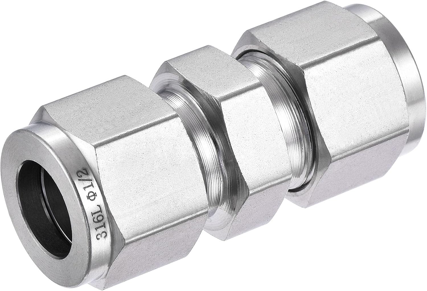 sourcing map Compression Tube Fitting 1/2" Tube OD x 1/2" Tube OD Straight Coupling Adapter 316 Stainless Steel