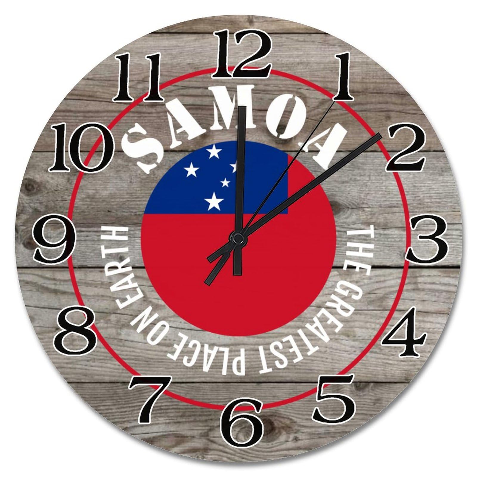 Horloge murale en bois et drapeau Samoa, cadeau vintage pour ami