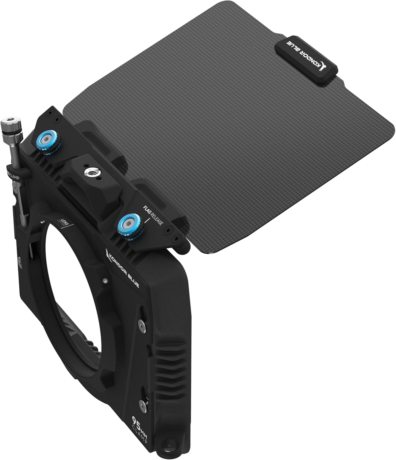 KONDOR BLUE | 4x5.65 Matte Box Base Kit | Front-Load Single 4x5.65 Filter Holder | Clamp-On Sunshade Hood, Flare Control and Light Control for Cinema Lenses and Camera Rigs | Black