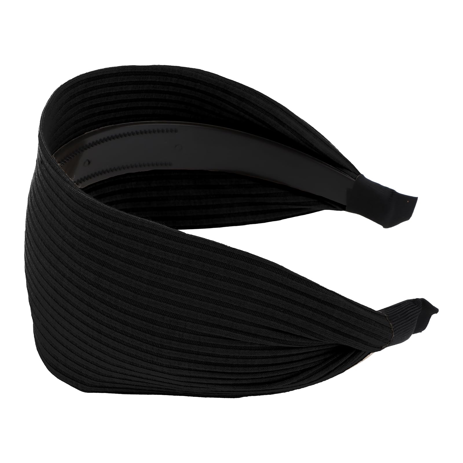 Black Headband for Women, Boho Wide Headbands Thick Headbands with Teeth, Large Head Bands for Women's Hair Turban Hairbands Hair Accessories for Women