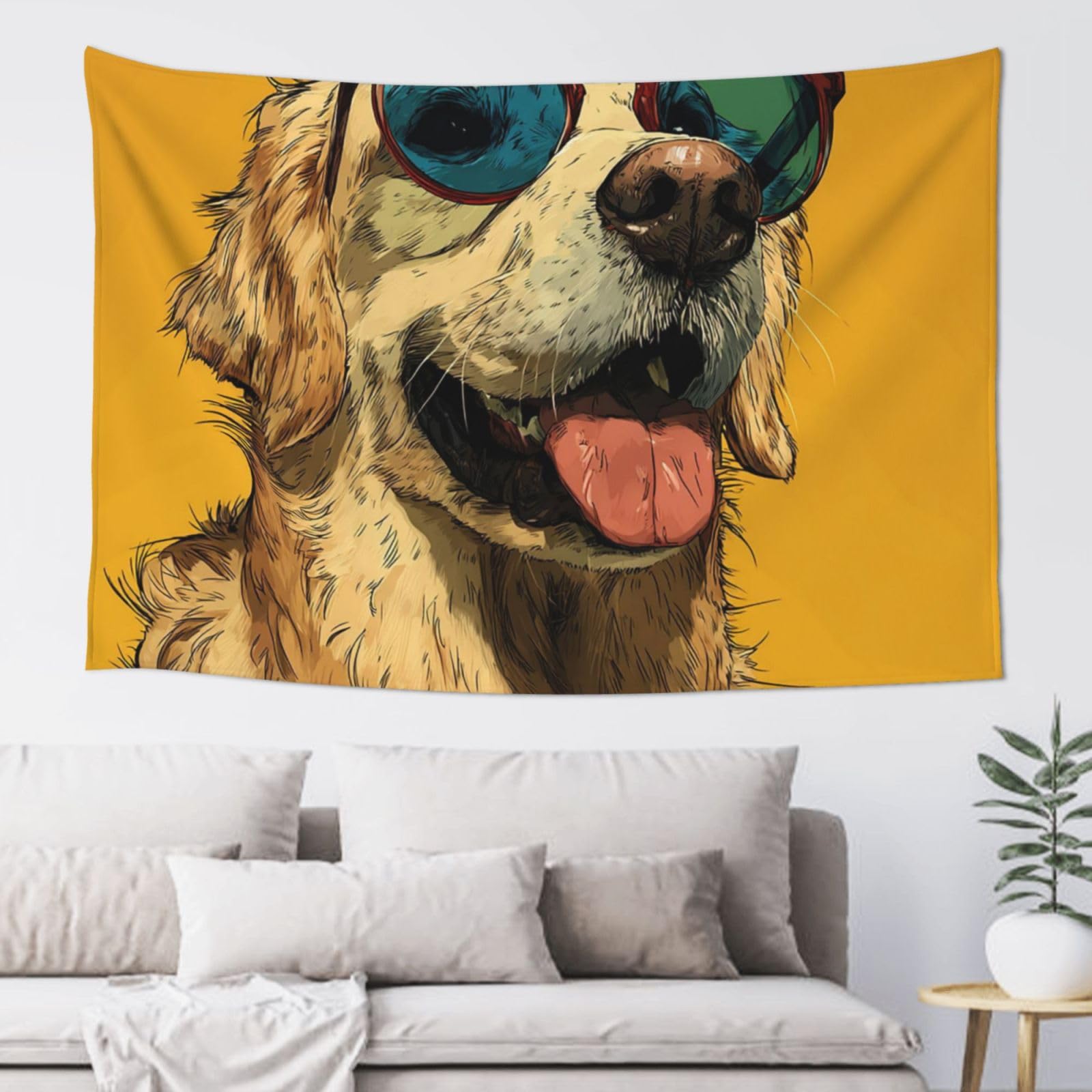 MXDLKSWPOH Tapestry 152x102 cm Art Wall Hanging for Living Room Modern Soft Aesthetic Tapestries Poster Funny Golden Retriever Tapestry Home Decoration Large Wall Tapestries for Bedroom Dorm Decor