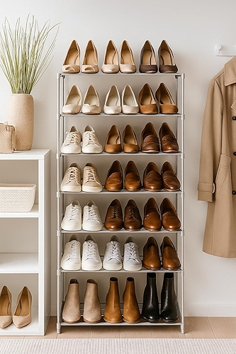 Sapateira Vertical para até 30 Pares Premium com 10 prateleiras resistente em aço inox.