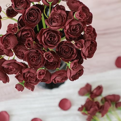 Miniatura 7 de Serwalin Ramo de ranúnculos artificiales de seda sintética para bricolaje, centros de mesa, arreglos de despedida de soltera, decoración de boda