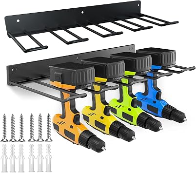 Power Tool Organizer,2PCS Drill Holer Wall Mount Garage Power Tool Storage Rack for Handheld & Power Tools,Metal Drill Holder for Garage Warehouse Shed Shop