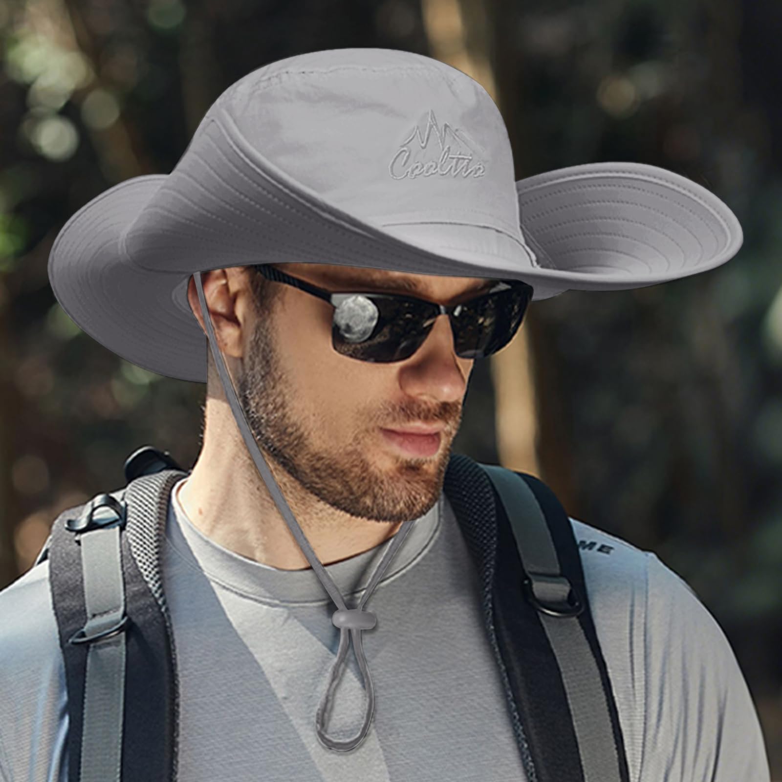 Lot de 2 chapeaux de soleil à large bord pour homme et femme, chapeau cloche UPF 50+, pliable, imperméable, respirant pour la pêche, la randonnée, le camping (gris clair), Lot de 2 gris clair, taille