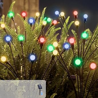 Solar Garden Lights Christmas Lights Solar Firefly Lamp 6 Pack 8 Modes 48 LEDs Swaying Solar Firefly Lights Waterproof Decorative Lights with Remote for Wedding Pathway Christmas Decoration [Energy Class A]