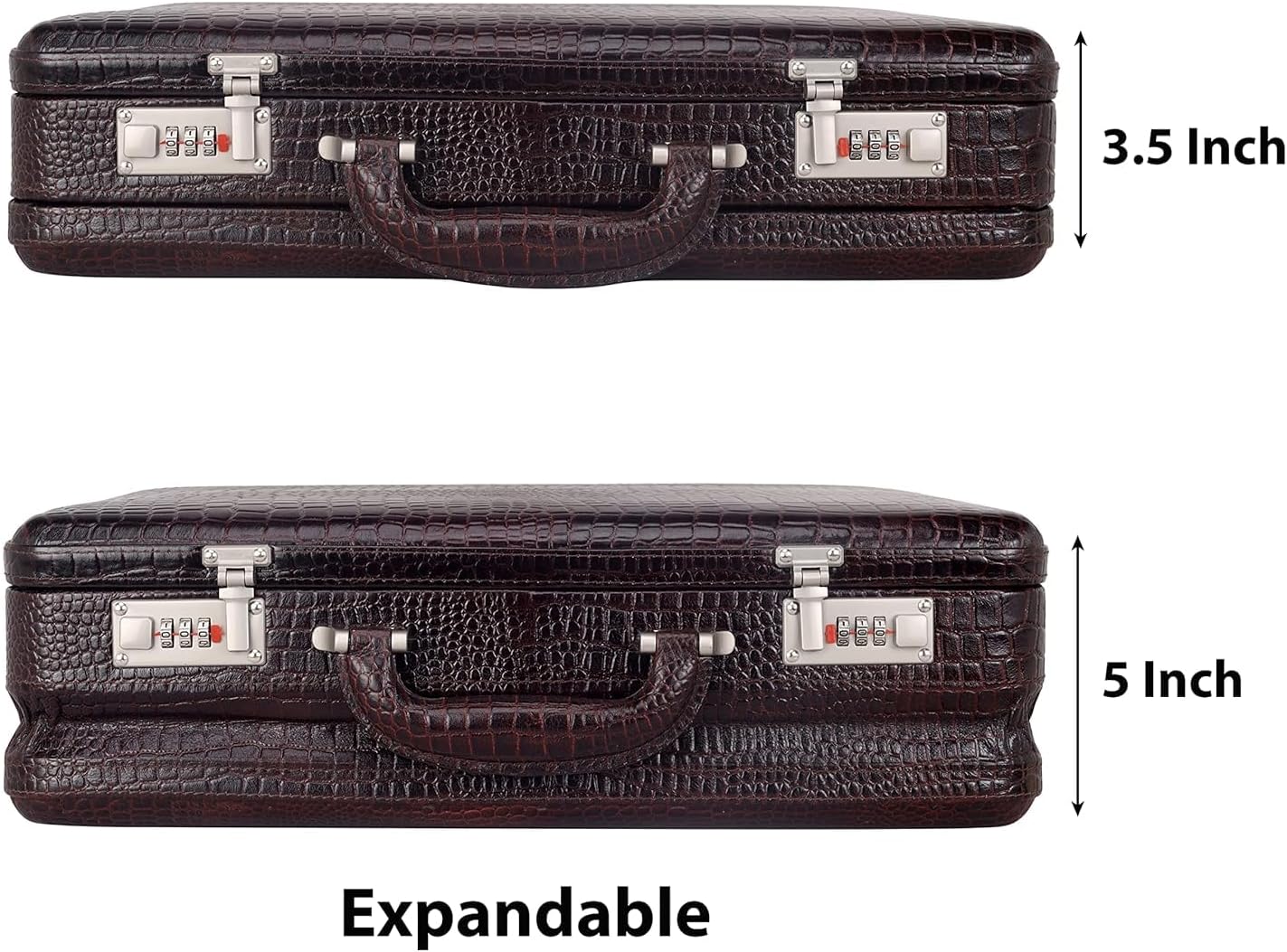 Da leather villa Full Grain Leather Briefcase Attache Case For Unisex Size L18 * W5 * H12 Inches Expandable Briefcase Bag