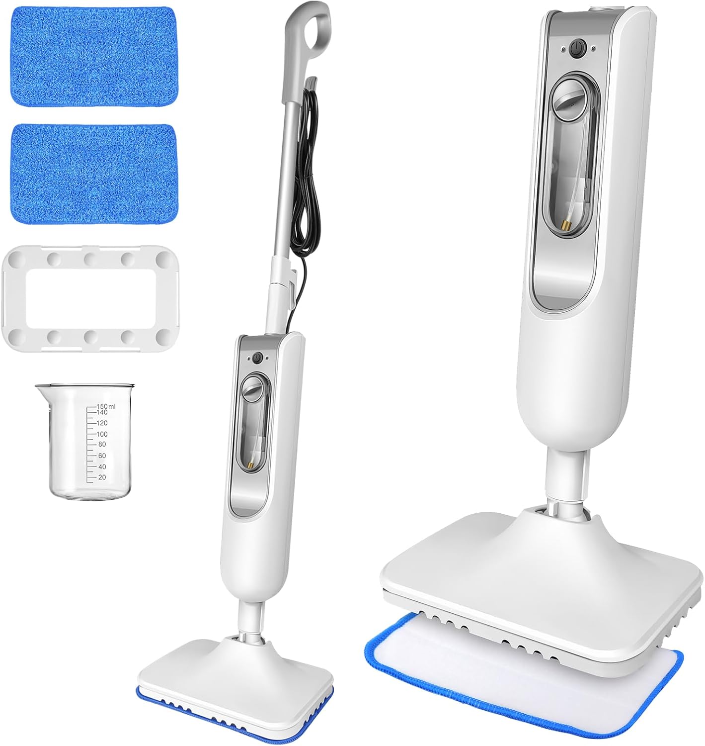 Electric Floor Mop and Steam Cleaner, 1500W Power Steam Mop with 16ft Power Lead, 13.5oz Capacity, 2 Reusable Pads, Portable Upright Floor Steamer for Home Hardwood Floor Cleaner Machine