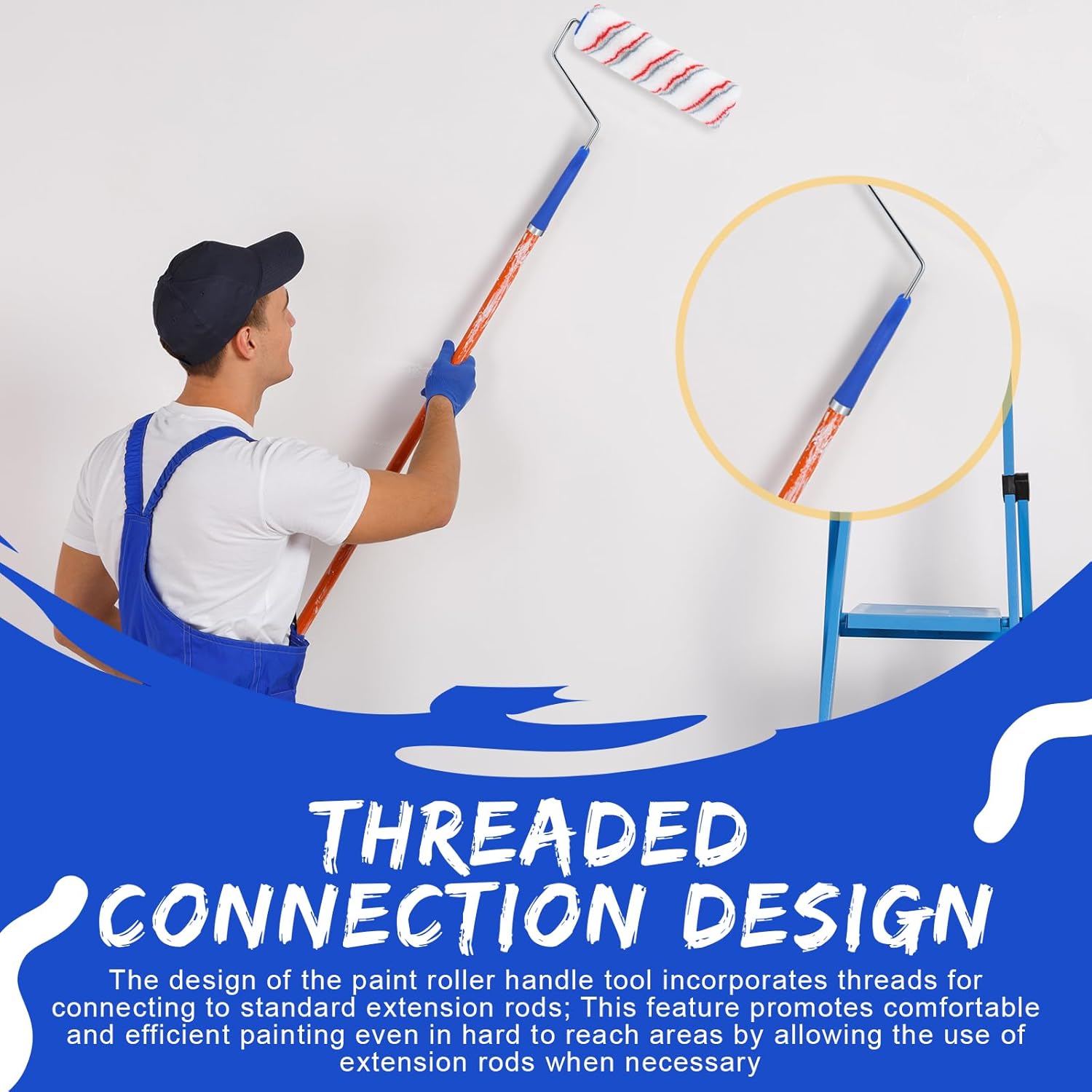 Leumoi 36 Pack 9 Inch Paint Roller Frame 5 Wire Galvanized Roller Handle Brush House Painting Supplies for Wall House Home Repair Tools, Use with 9" Paint Covers (Blue)