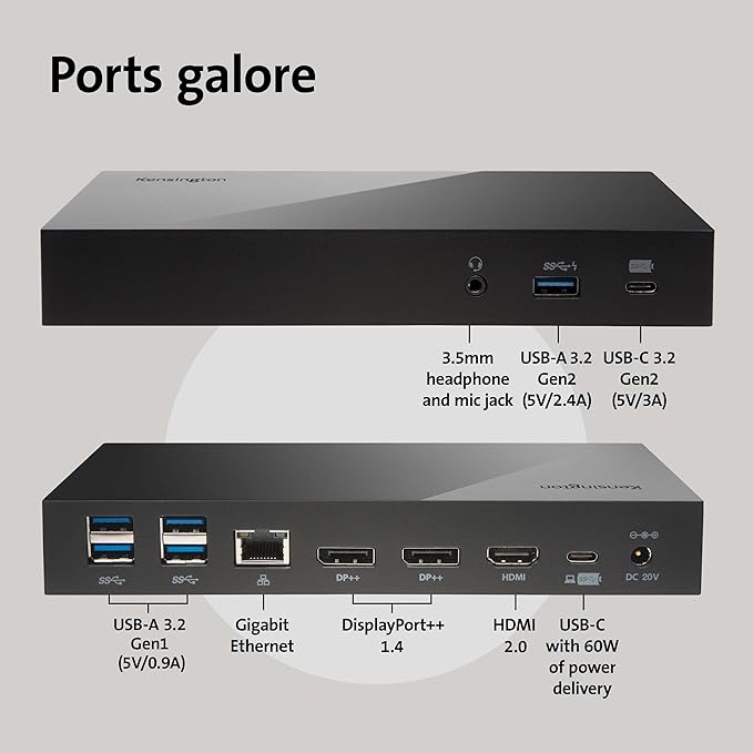 Kensington SD4800P Docking Station USB-C 10Gbps con Adaptador 135W miniatura 6