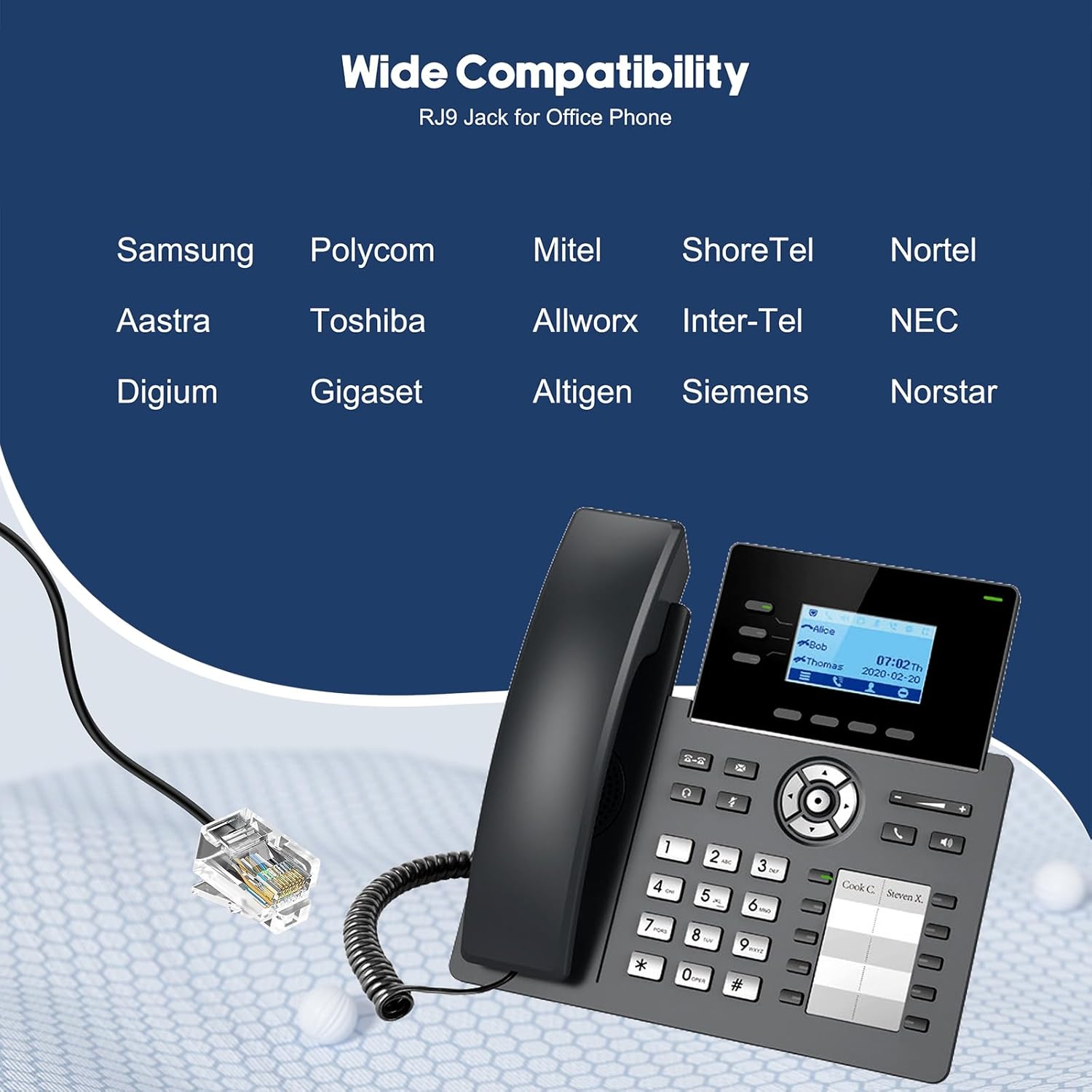 Telephone Headset with Pro Noise Canceling Microphone, RJ9 Phone Headset for Office Call Center Landline Deskphone, Work for Mitel NEC Shoretel Aastra Uniden Allworx Toshiba