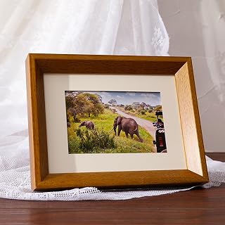 Stfery Portarretratos de madera vintage de 10 x 12 pulgadas, color marrón, para mesa y pared, para boda