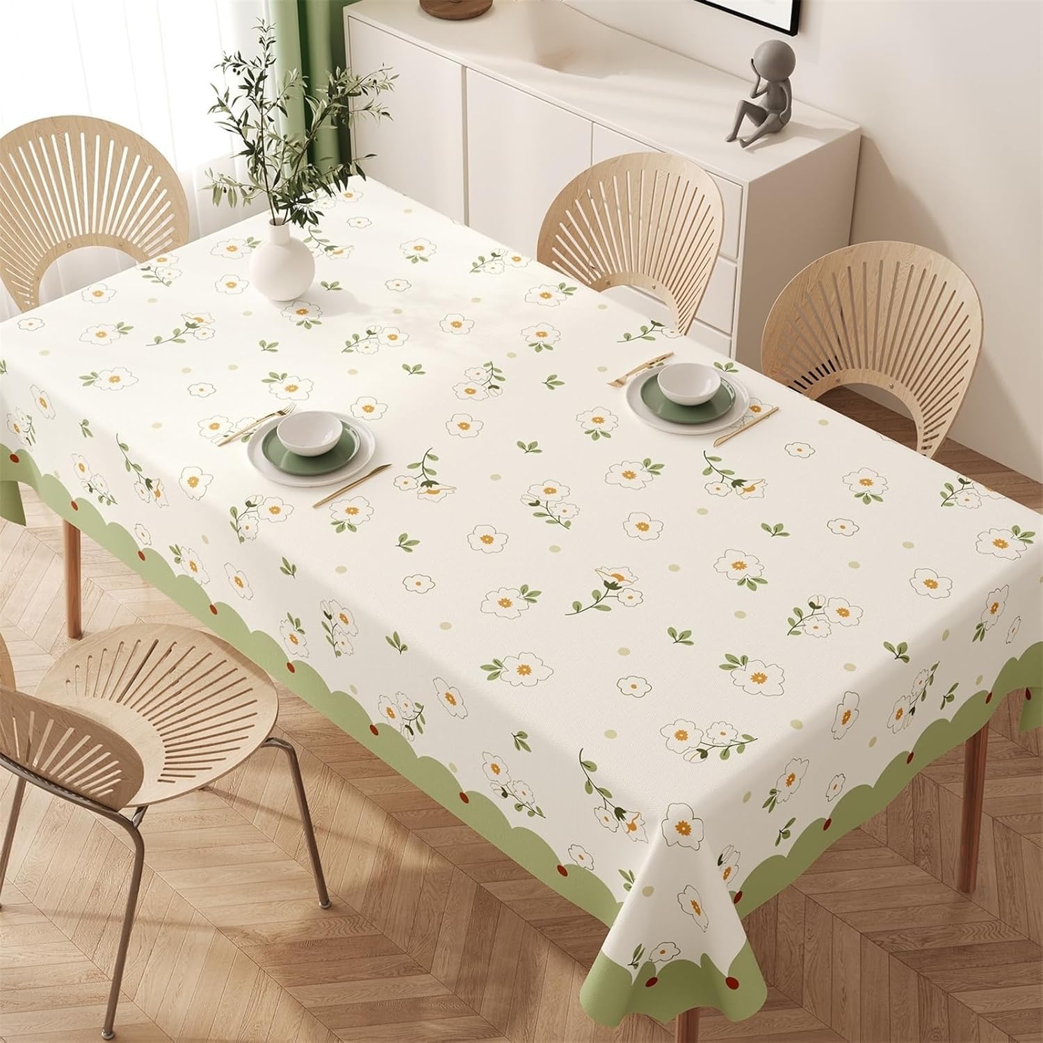 Ścieralny obrus w świeże, wiosenne kwiatowe wzory – idealny na przyjęcia w ogrodzie(Green,120x160cm)