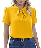 Womens Dressy Chiffon Blouse Business Work Casual Tie Neck Shirt Tops