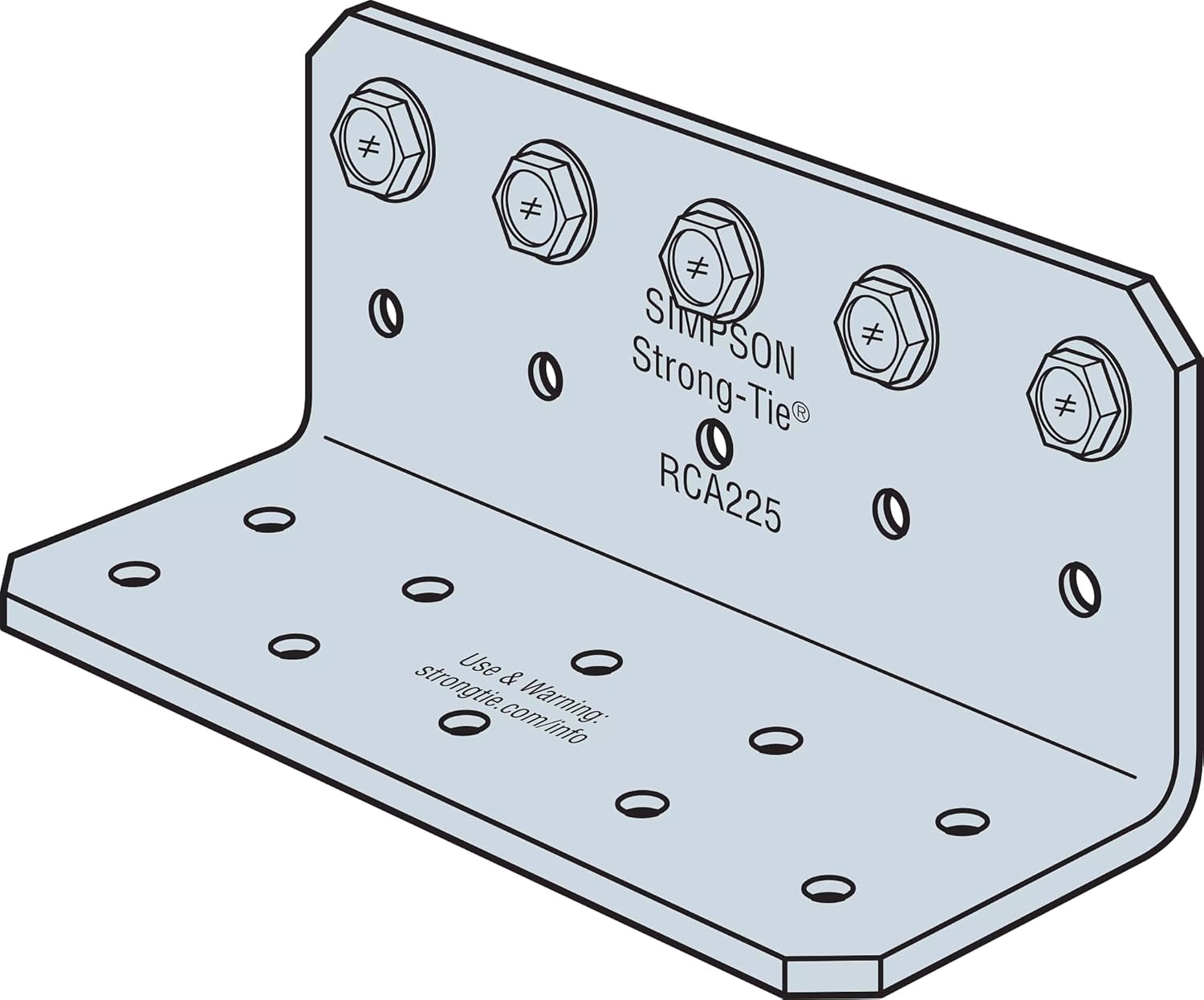 Simpson Strong-Tie RCA225/54-R90 RCA 2 in. x 2 in. x 5 in. 16-Gauge Galvanized Rigid Connector Angle (90-Qty)