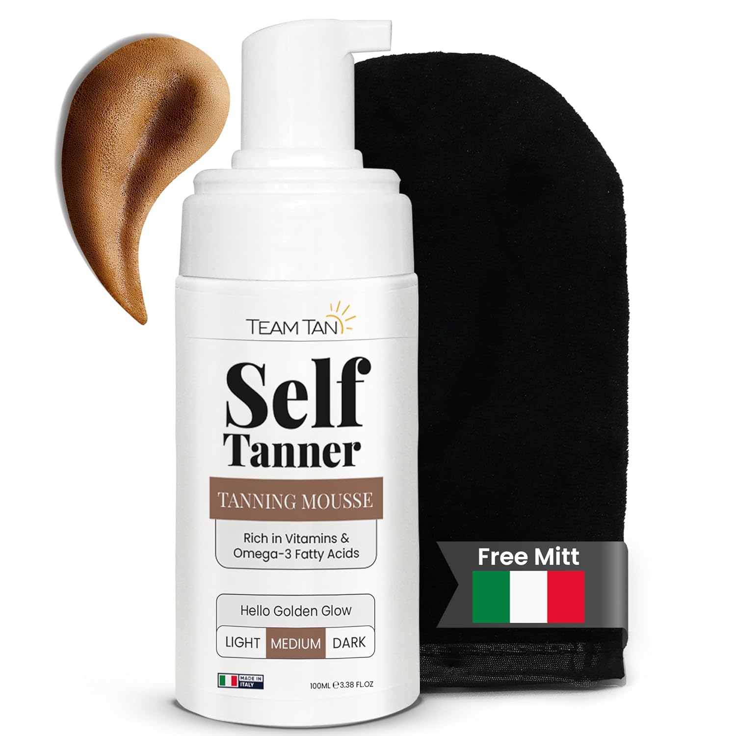 Self Tanning Mousse - Tanning Mousse Self Tanner for Face and Body, Sunless Tanner Kit for Fake Tan, Aloe Vera and Vitamin Fake Tanners for Instant Tan (3.38 fl oz | Medium)