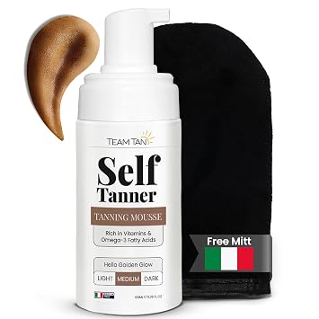 Self Tanning Mousse - Tanning Mousse Self Tanner for Face and Body, Sunless Tanner Kit for Fake Tan, Aloe Vera and Vitamin Fake Tanners for Instant Tan 3.38 fl oz | Medium