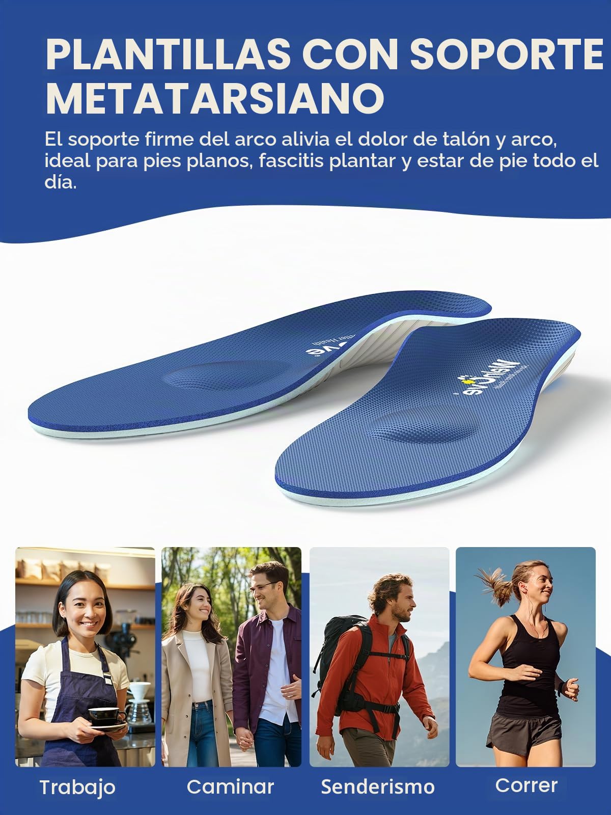 Plantillas para Fascitis Plantar y Metatarsalgia, Neuroma de Morton con Almohadilla Metatarsal, Soporte Arco Plantar Mujer 43-46 Hombre 41-44