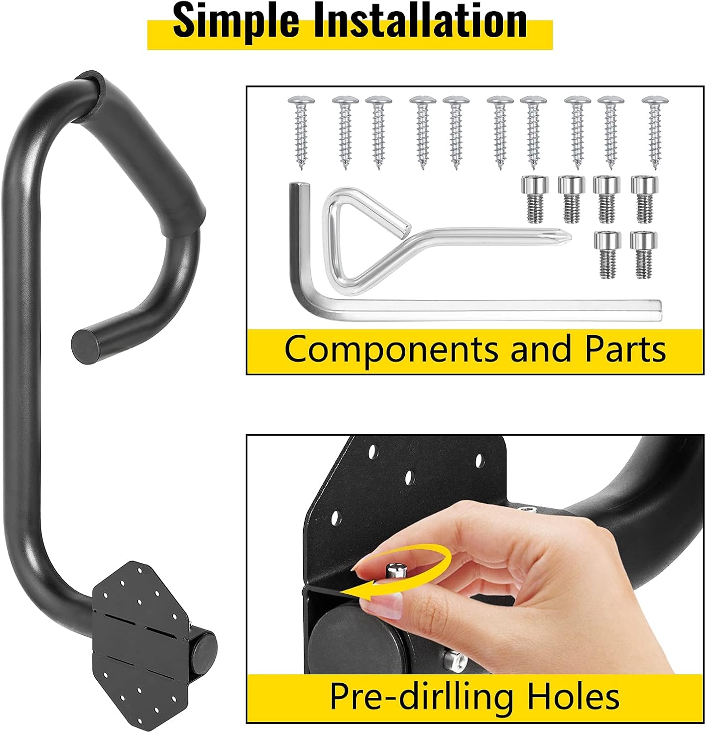 VEVOR Hot Tub Handrail 600LBS Capacity Spa Safety Rail Stationary Heavy Iron Under Mount Handrail Hot Rail with Sponge Rubber Grip Matte Design Hot Rail Tube for Access Spa : Patio, Lawn & Garden