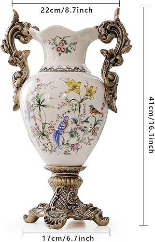 Miniatura 3 de Magcolor Jarrón de cerámica blanca de piso alto para flores de hierba de pampas, 16.1 pulgadas de alto, diseño único jarrón de cerámica agrietada