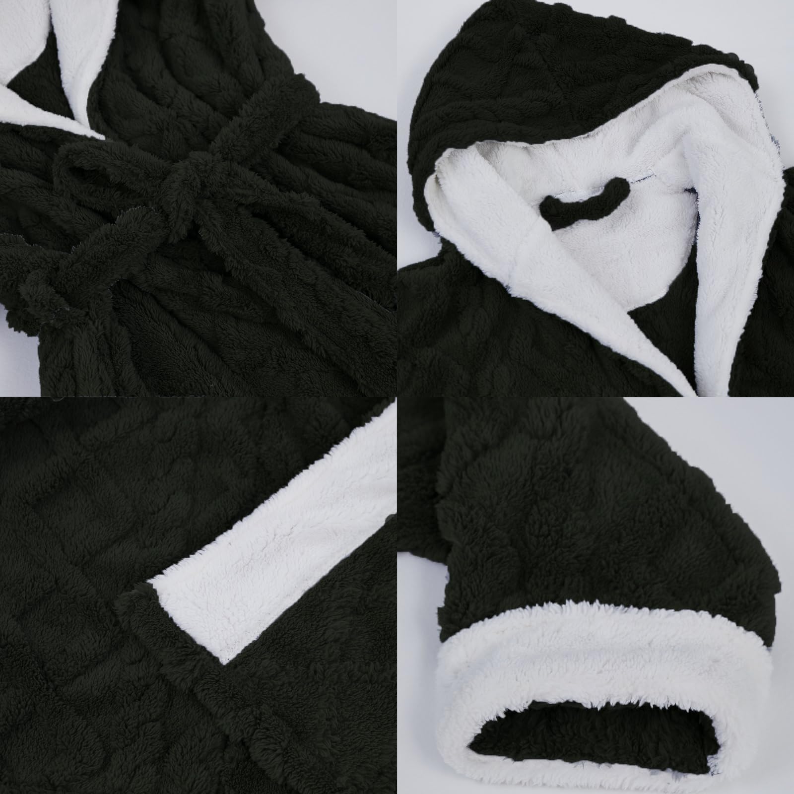Accappatoi con cappuccio da donna lunghi, in pile sherpa, con cappuccio, accappatoi lunghi in peluche, morbidi e caldi, per l'inverno