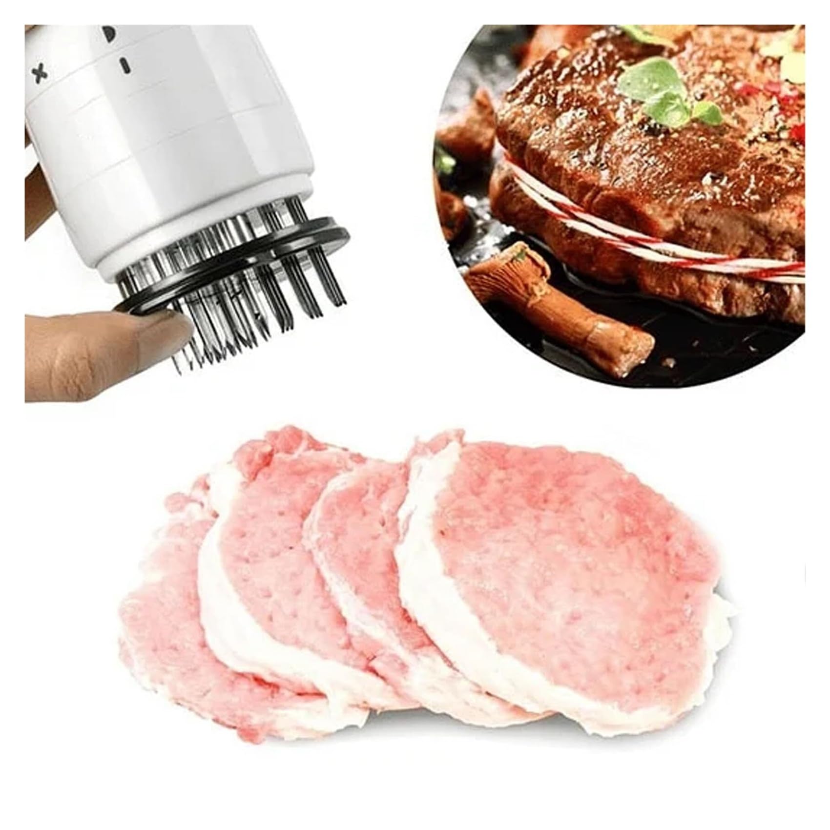 Tenderizer do mięsa 2 w 1 z wtryskiwaczem do marynaty, szybki i równomierny wtrysk dla soczystego smaku, zwiększa wydajność gotowania, idealny do grillowania