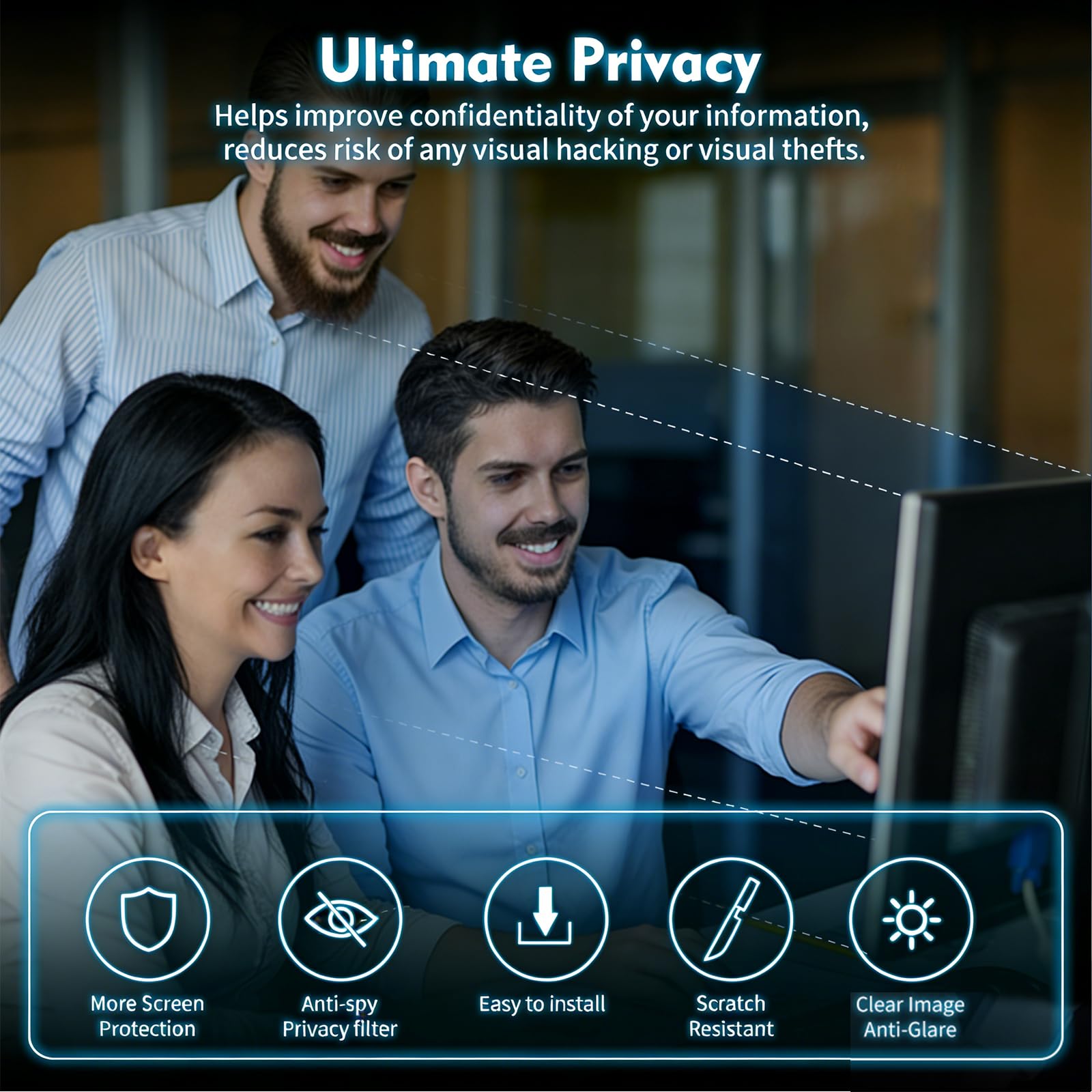 Pantalla de Privacidad Colgante Magnética de 27 Pulgadas, Protector de Ojos con Filtro Antirreflejo de Luz Azul, Protector Extraíble Anti Espía para Lugares de Trabajo Digitales,27in(613 * 356mm)