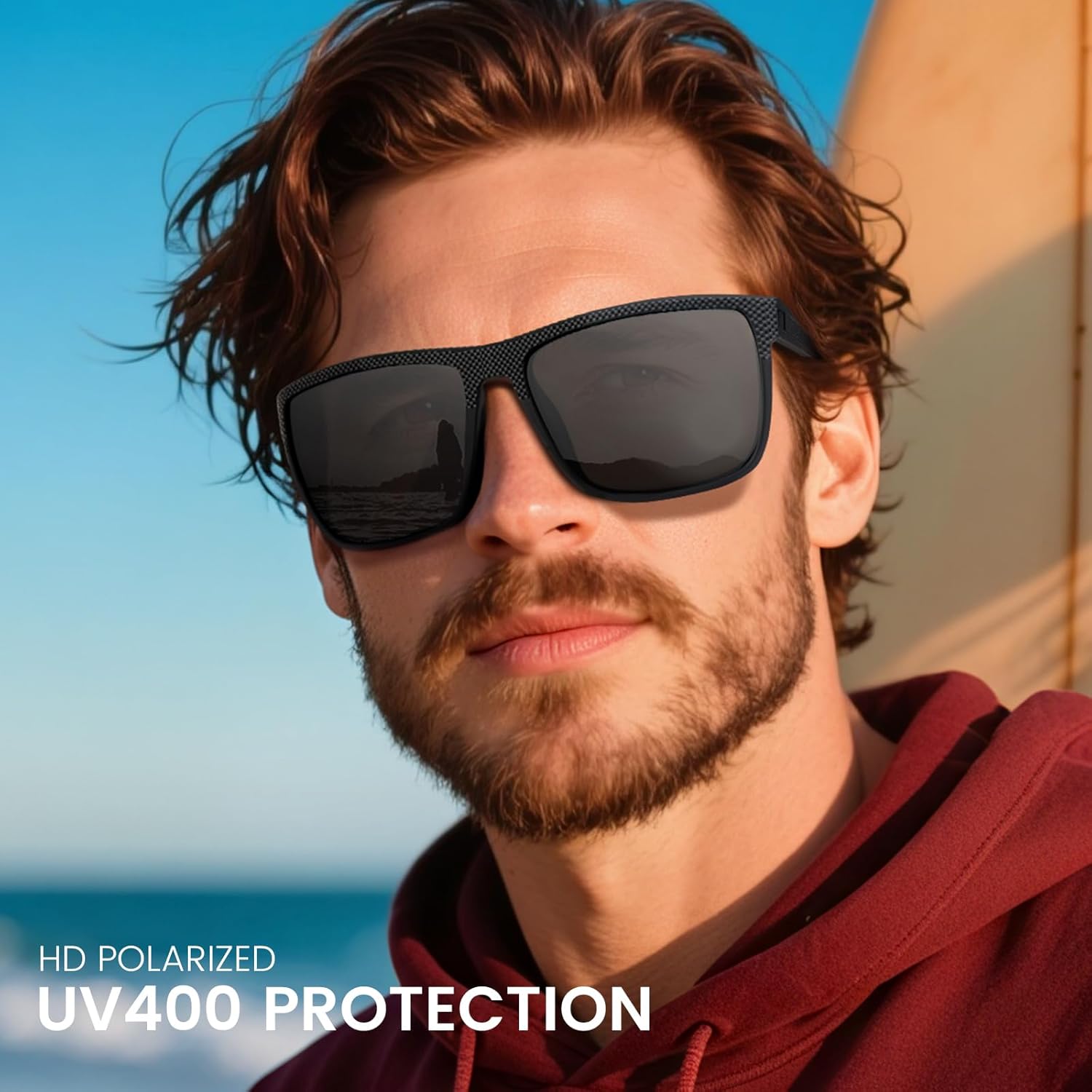 Polarized Sunglasses for Men Square Lightweight Frame Sun Glasses UV Protection for Driving Fishing Golf - Image 3