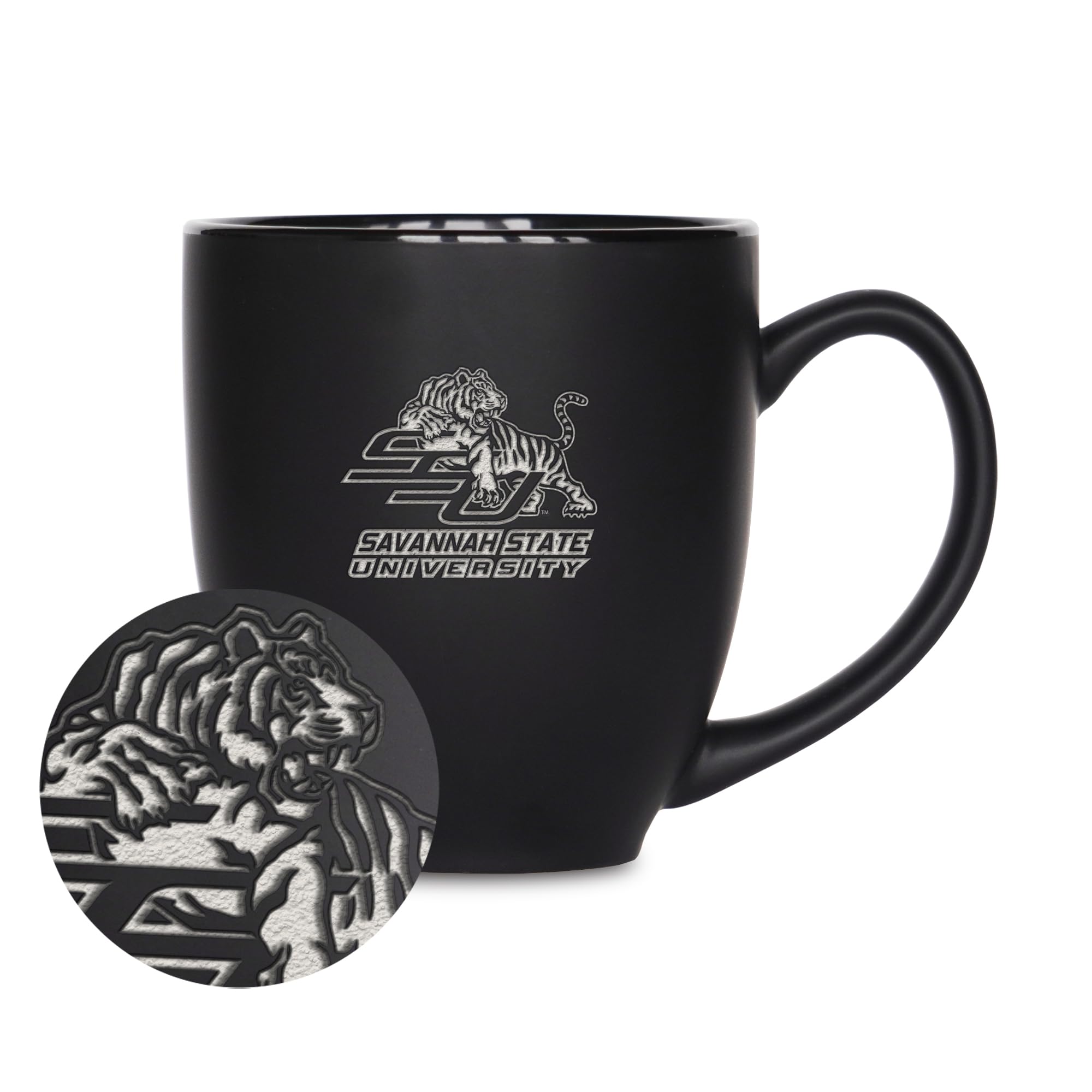 Mug de bistro Savannah State Tigers en céramique noire pour le bureau