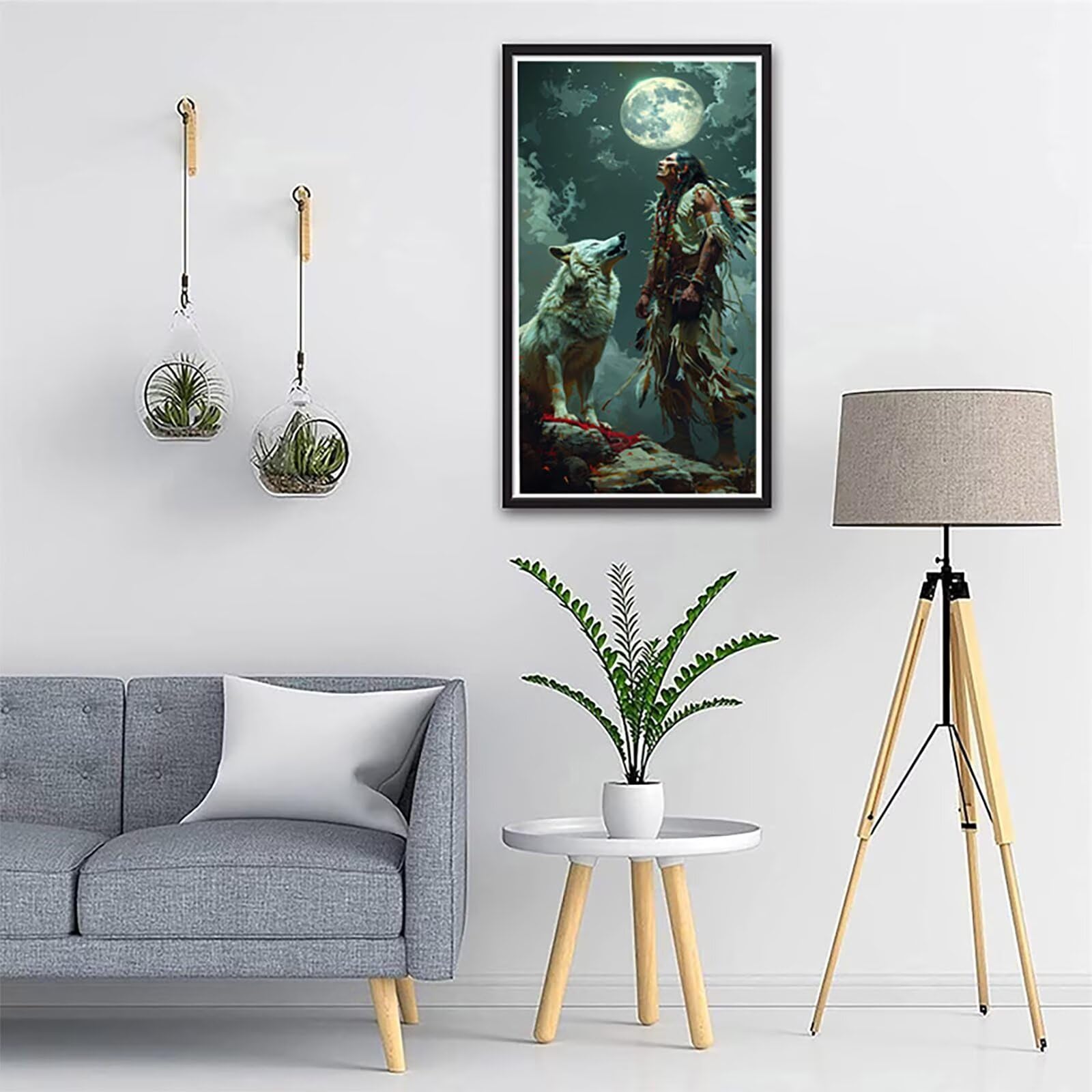 Dipingere con i Numeri Adulti indiani, Dipingere con i Numeri Luna, Fai da te Paint by Numbers per Principianti, Hobby Creativi Adulti, Painting by Numbers per Decorazioni Casa Regalo 70x140cm 5-4787