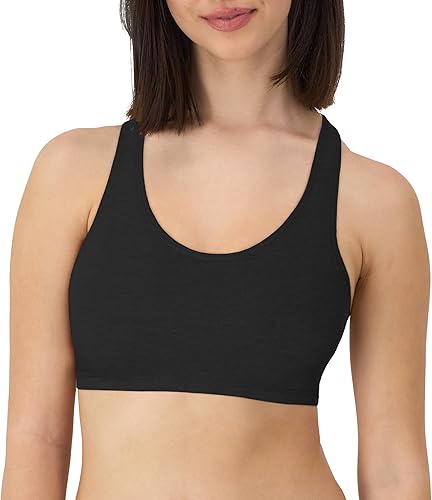 Miniatura 2 de Hanes Bralette de algodón con espalda cruzada para mujer (paquete de 3), BlancoConcreto Pe HeatherNegro