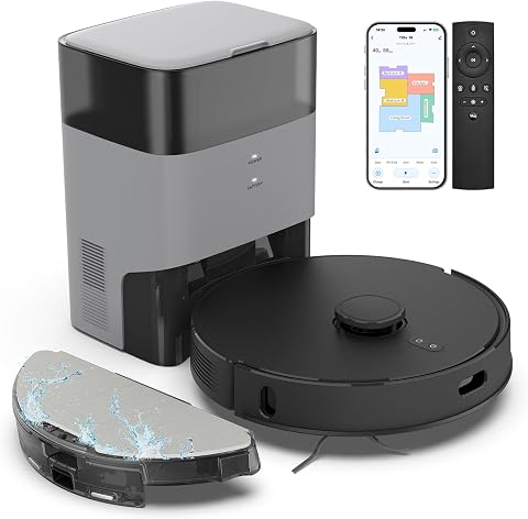 Robot Vacuum and Mop Combo, 75-Day Self Emptying, Home Mapping, No-Go Zone, 180 Mins, APP/Remote Control, T20+ 6,000Pa Robotic Vacuum Cleaner for Hard Floor, Pet Hair, Carpet