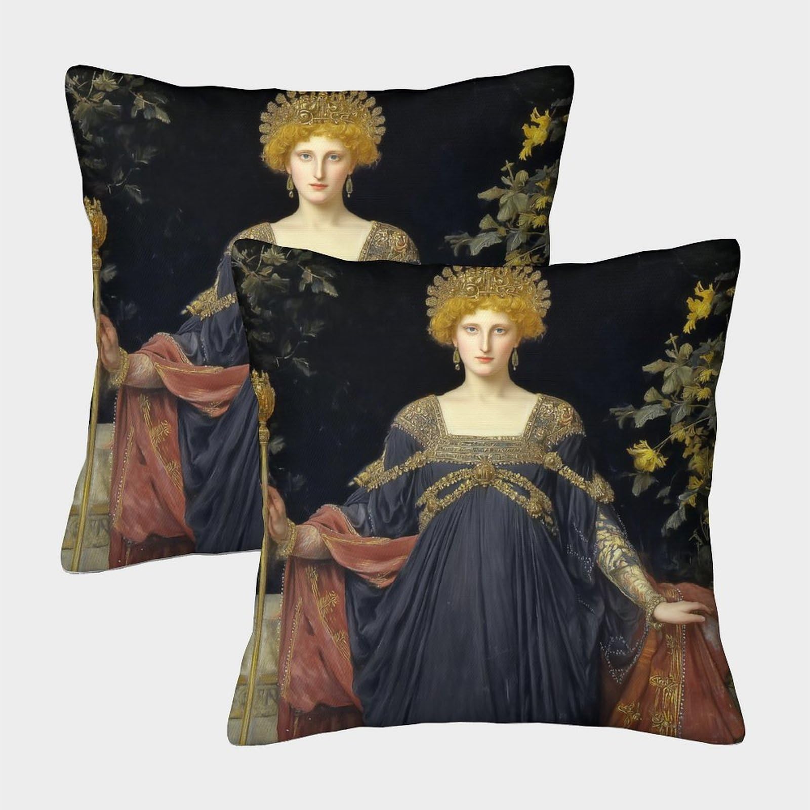 kaiyun 2 Pack The Woman Holds A Scepter, An Ancient Symbol Square Pillow Cover Cushion Cover 50x50cm Suitable for Sofa Bed Chair,3D Pattern