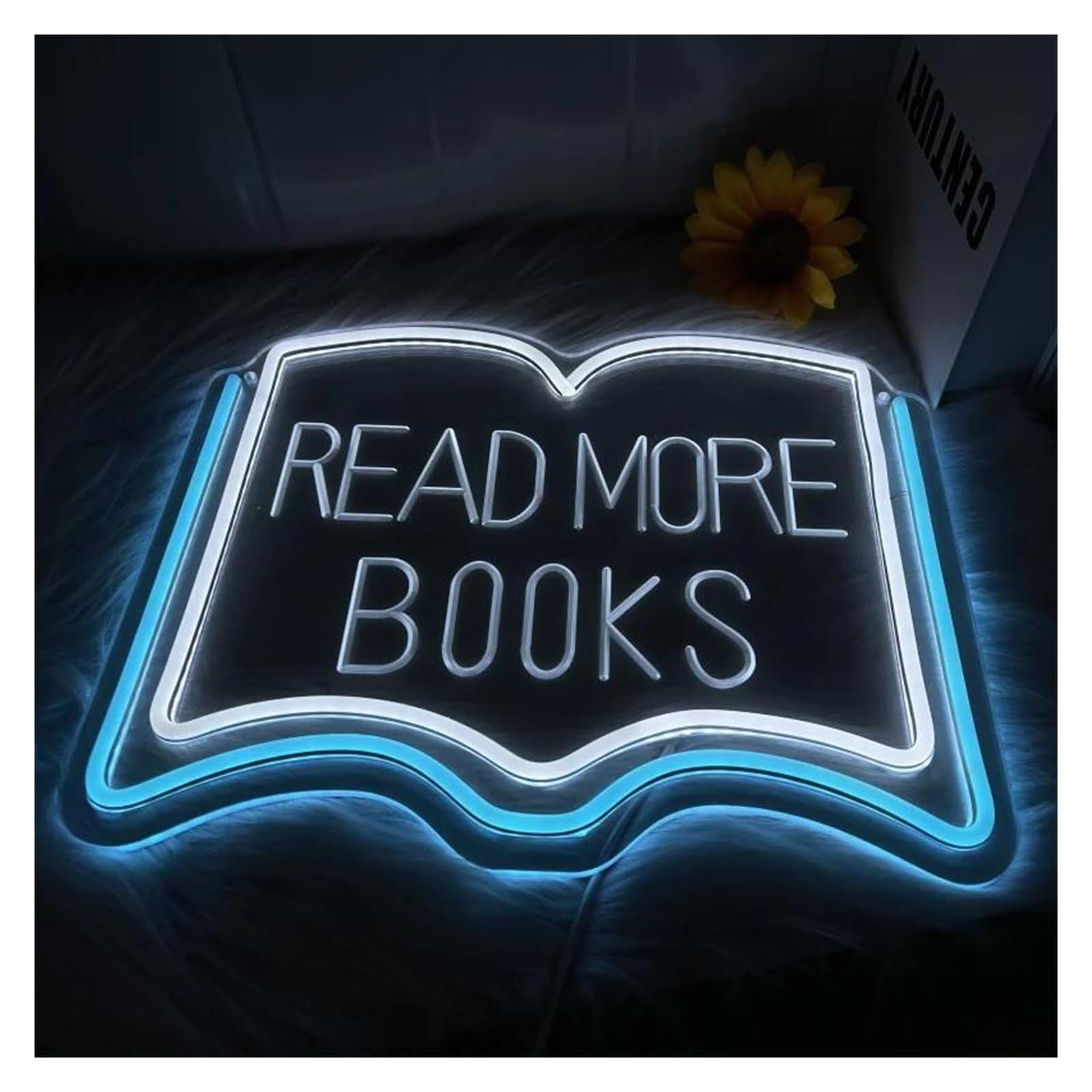 LEMST Sign Lamp Read More Books Neon Light, Suitable for Study, Library, Bookstore and Other Places, USB Power Supply, Dimmable 36x29cm