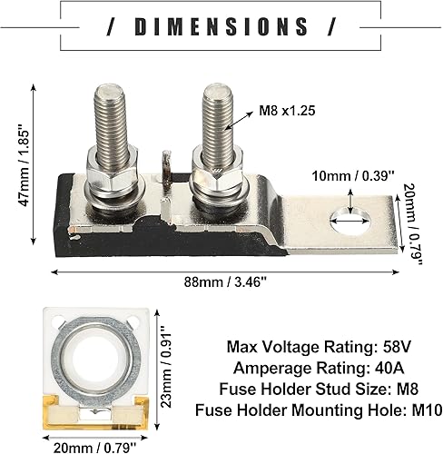 Miniatura 5 de Motoforti Kit de bloque de fusibles de terminal MRBF 40A, doble voltaje máximo de 58 V para automóvil, barco marino, RV, plástico, negro, 1 juego
