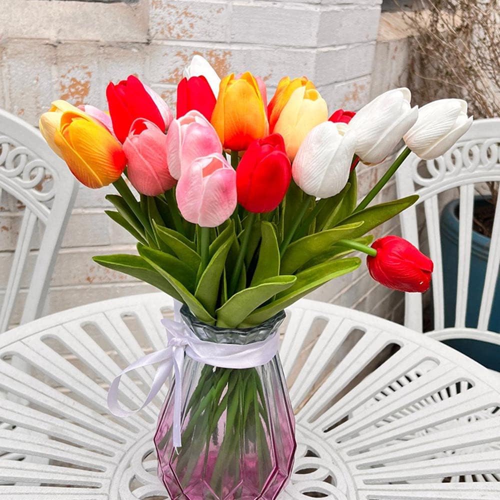 24 pezzi di tulipani artificiali multicolori in lattice vero tocco bouquet fai da te festa di nozze nuziale baby shower decorazione della casa 14 71rezpEfkbL. AC SL1000