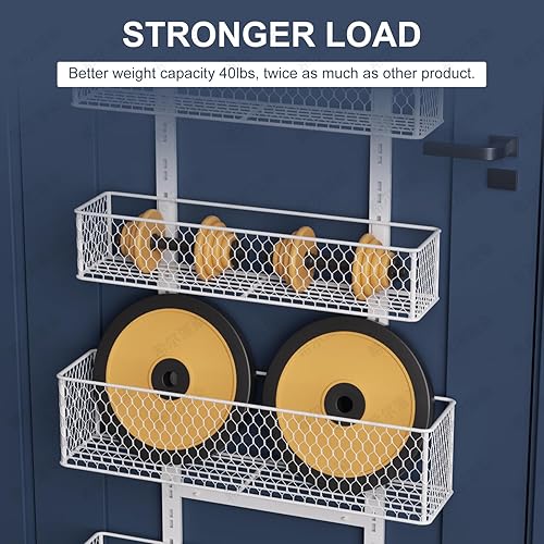 Miniatura 5 de Organizador de despensa de 6 niveles para colgar sobre la puerta, estante de especias colgante con cesta ajustable, estantes para colocar sobre la