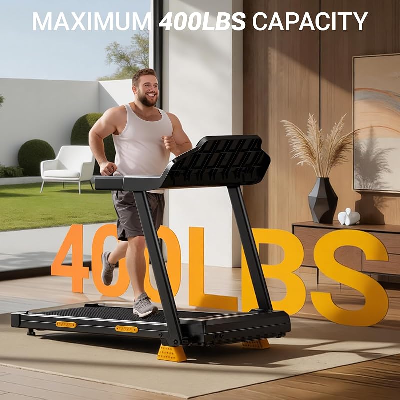 16% Incline Treadmill with Handle, 4-in-1 Foldable Treadmill with Triple-Screen Console, 3.0HP Quiet Brushless Treadmills for Home and Office Use, 400 LBS Capacity image 5