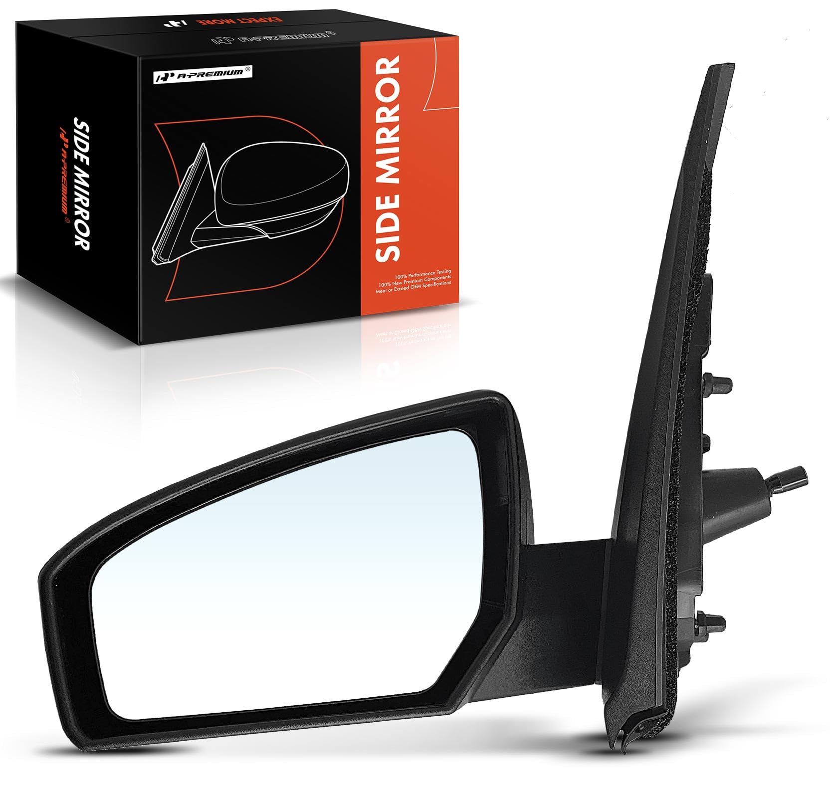 A-Premium Driver Side Manual Door Mirror - Compatible with Nissan Sentra Base 2007-2012 - Non-Heated Non-Folding Black Outside Rear View Mirror -
