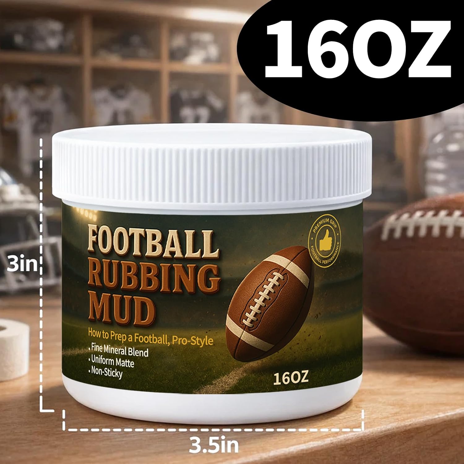 16oz Football Rubbing Mud, Football Mud, Football Prep Mud for Leather Football Conditioning, Break-in Mud for Footballs