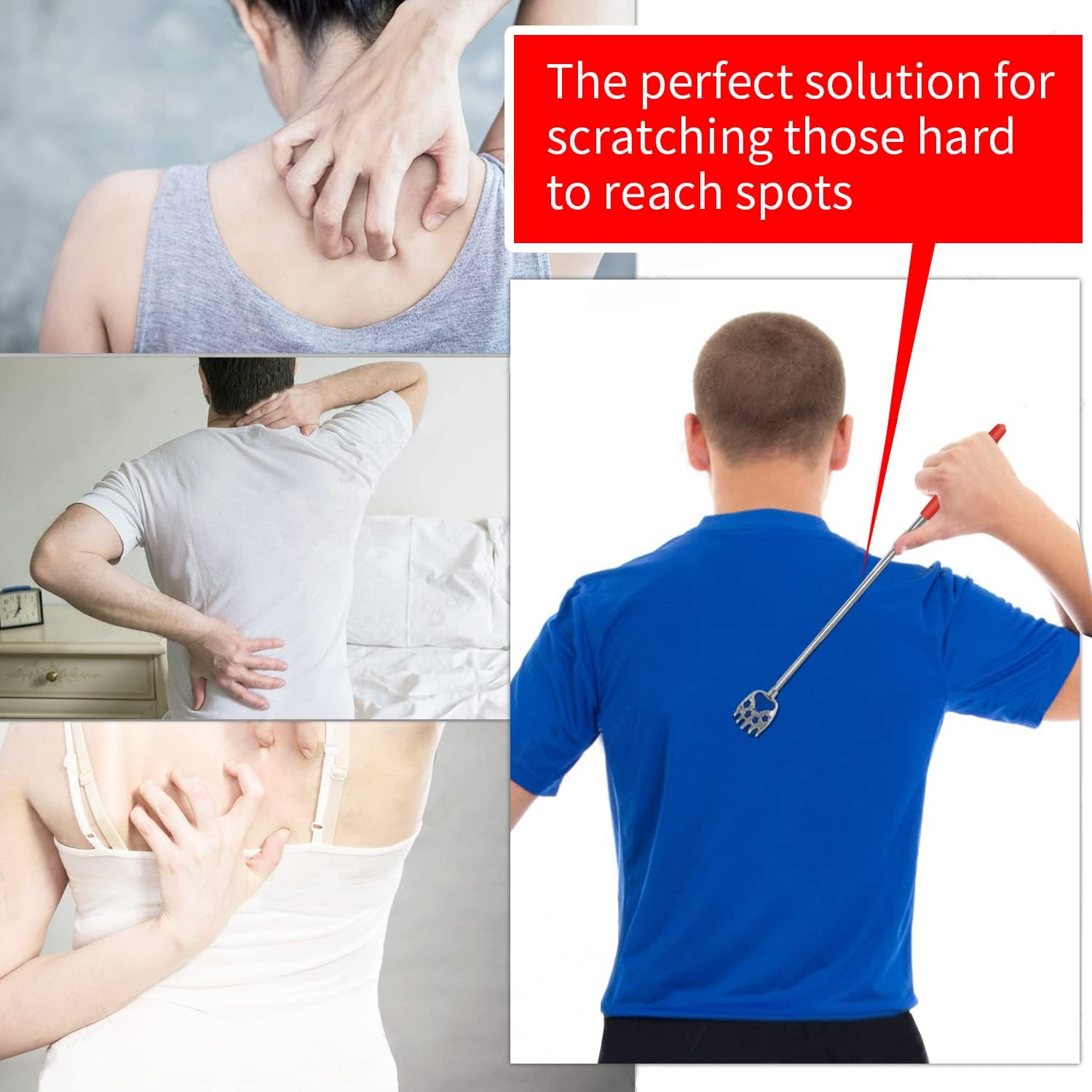 Stocking Stuffers for Men, 2 Pack Extendable Back Scratcher, Christmas Gifts for Men, Santa's Claws Telescopic Back Scratchers with Christmas Gift Box, Red Massage Tool for Back with Rubber Handles