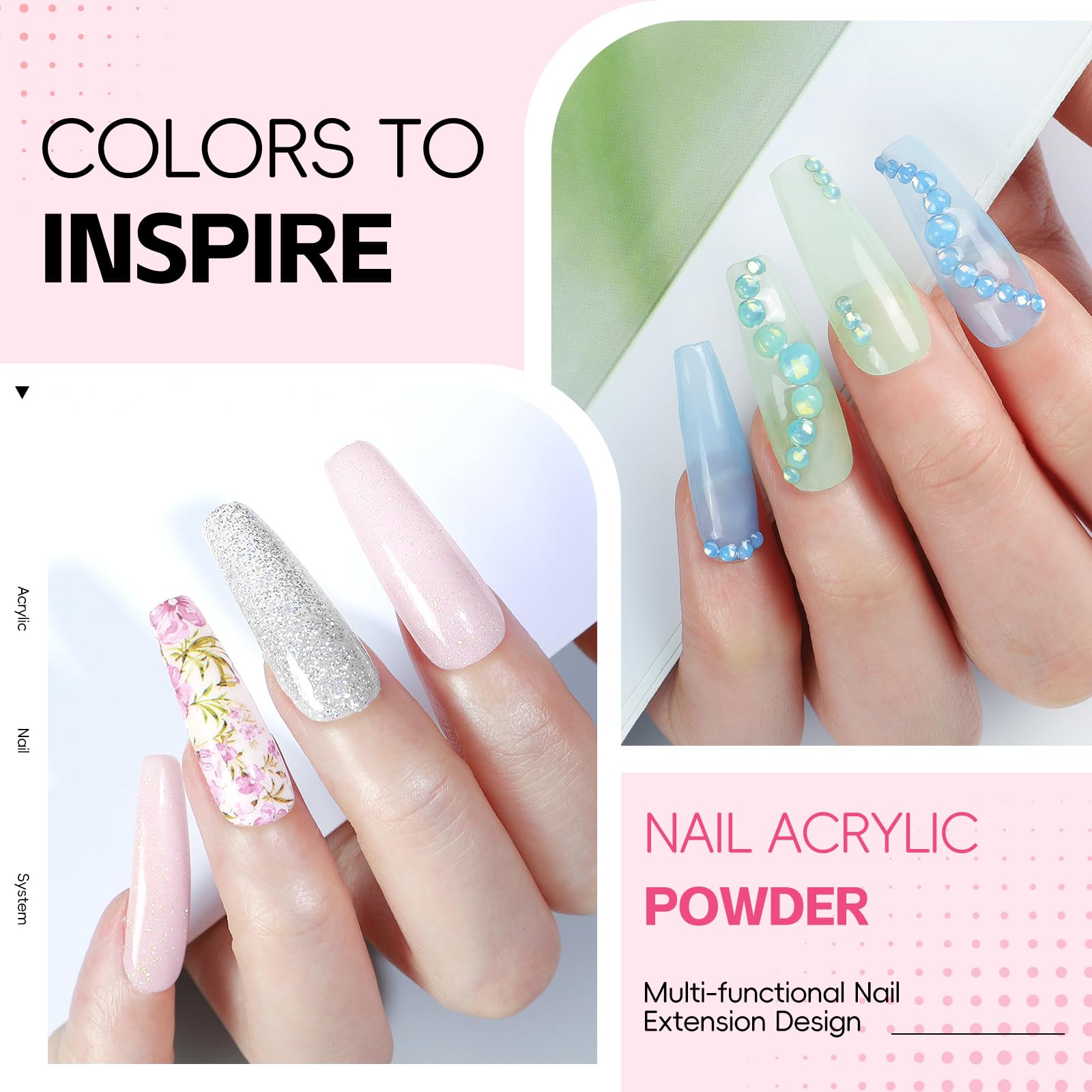 Coscelia Kit Uñas Acrílicas, 15pcs Polvo Acrilico para Uñas Profesional Acrilicas Uñas Iris Colores, Uñas Extensión Kit con Nail Art Supplies DIY Nail Art Design Salón