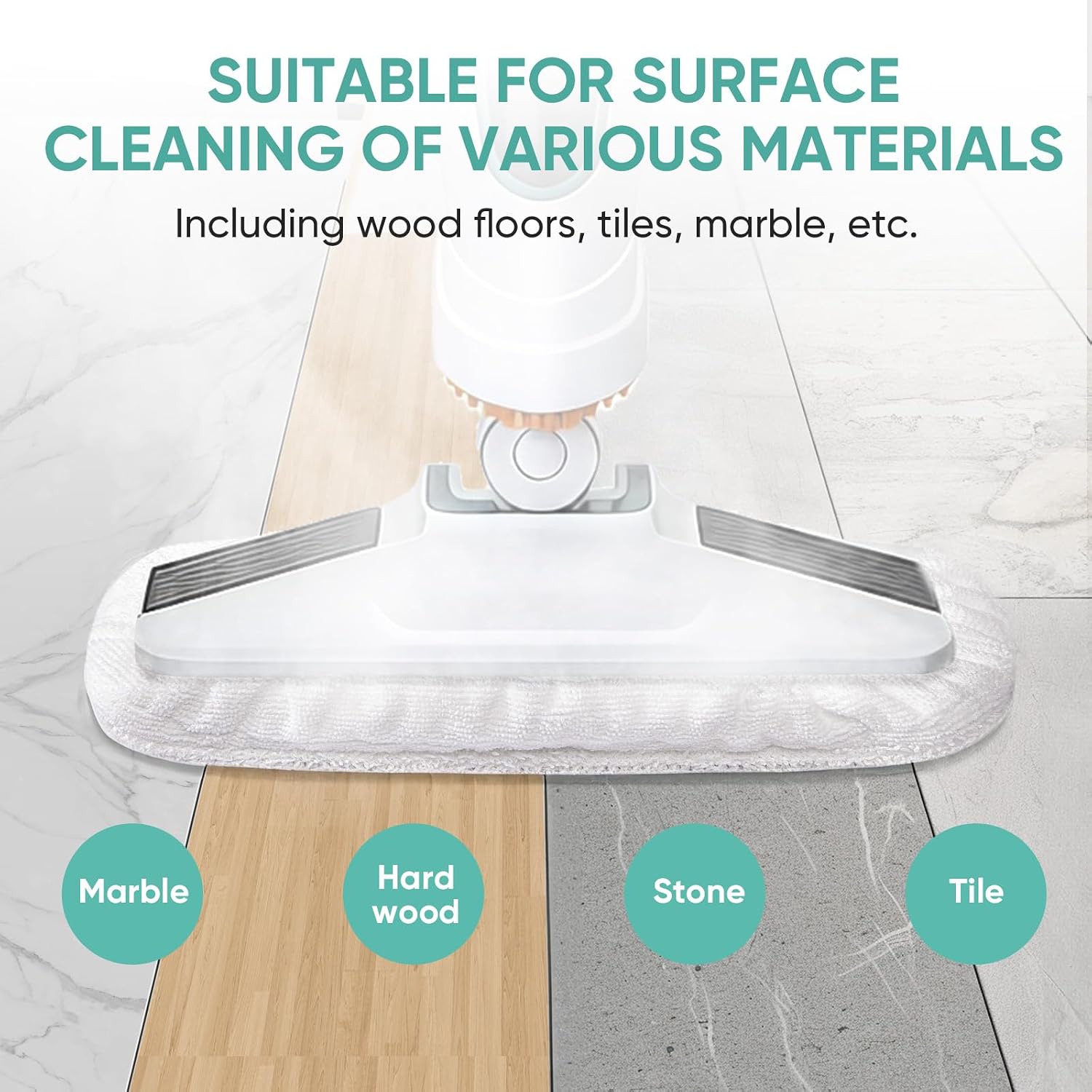 6 Pack SMP01 Microfiber & Washable Steam Mop Pads Compatible with Kenmore SM2060 S200 Series Floor Cleaning Steam Mop (White)