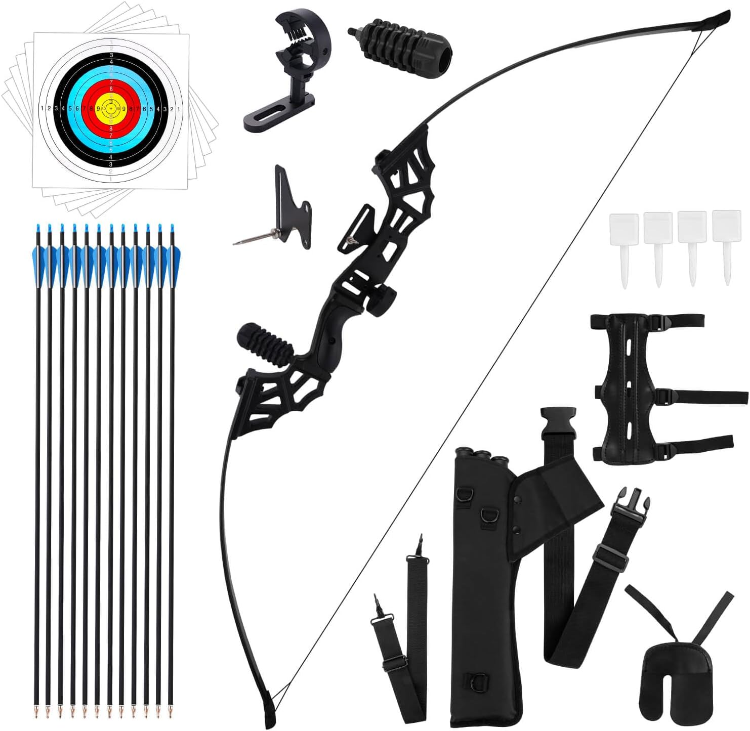 Dostyle Recurve Bow Takedown Archery Bow and Arrow Set Hunting Long Bow Kit 40 lbs Right Hand