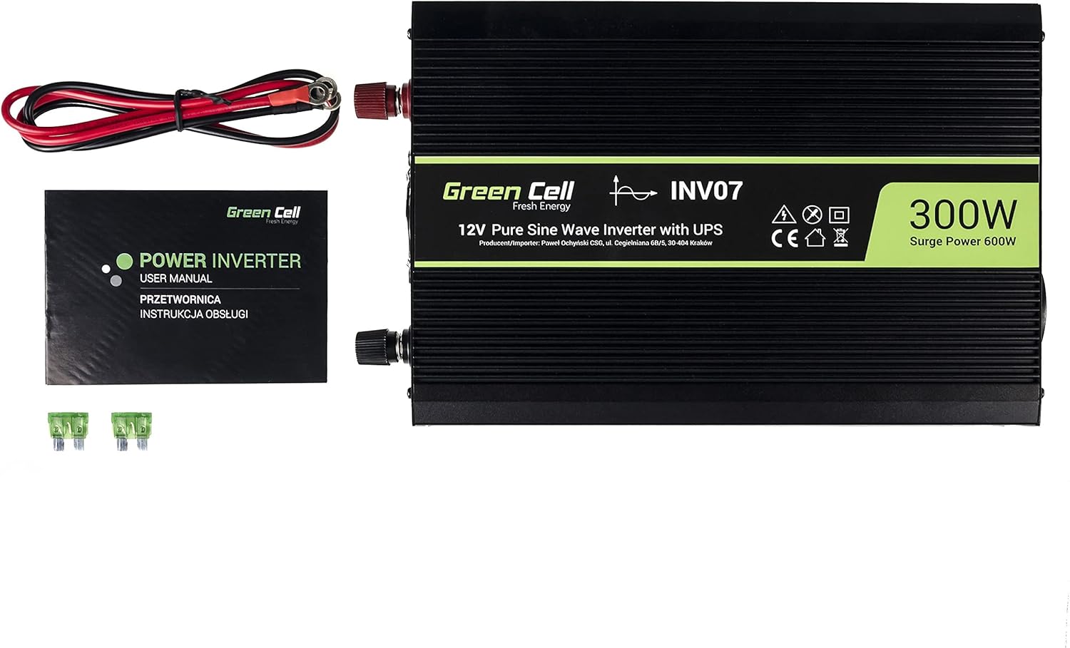Green Cell INV07 Power Inverter and included accessories