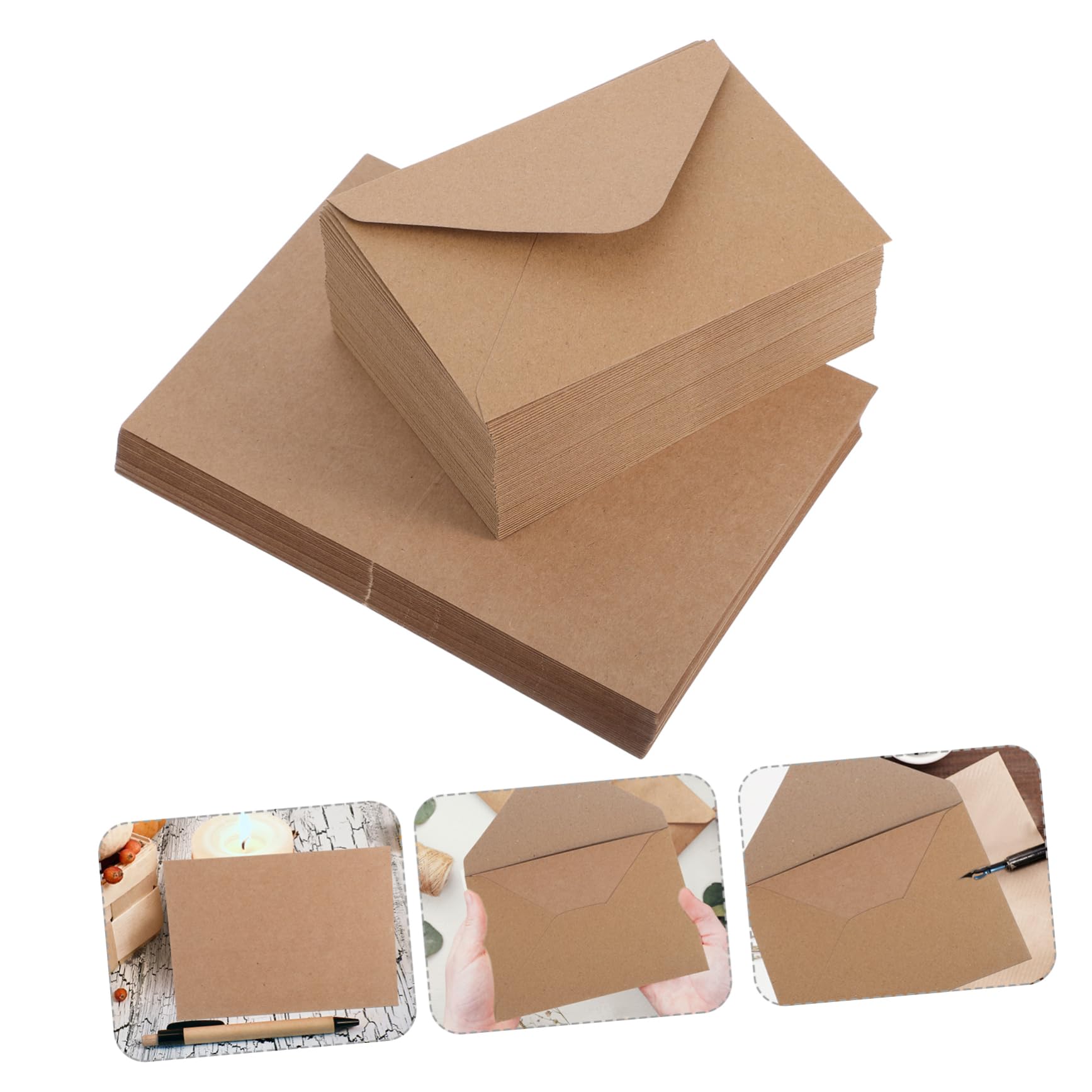 120 Stück Kraftpapier Karten Umschläge mit Quadratischen Umschlägen Vintage Hochzeitspostkarten für Hochzeitseinladungen und Feiertagsgrüße in Klassischem Khaki