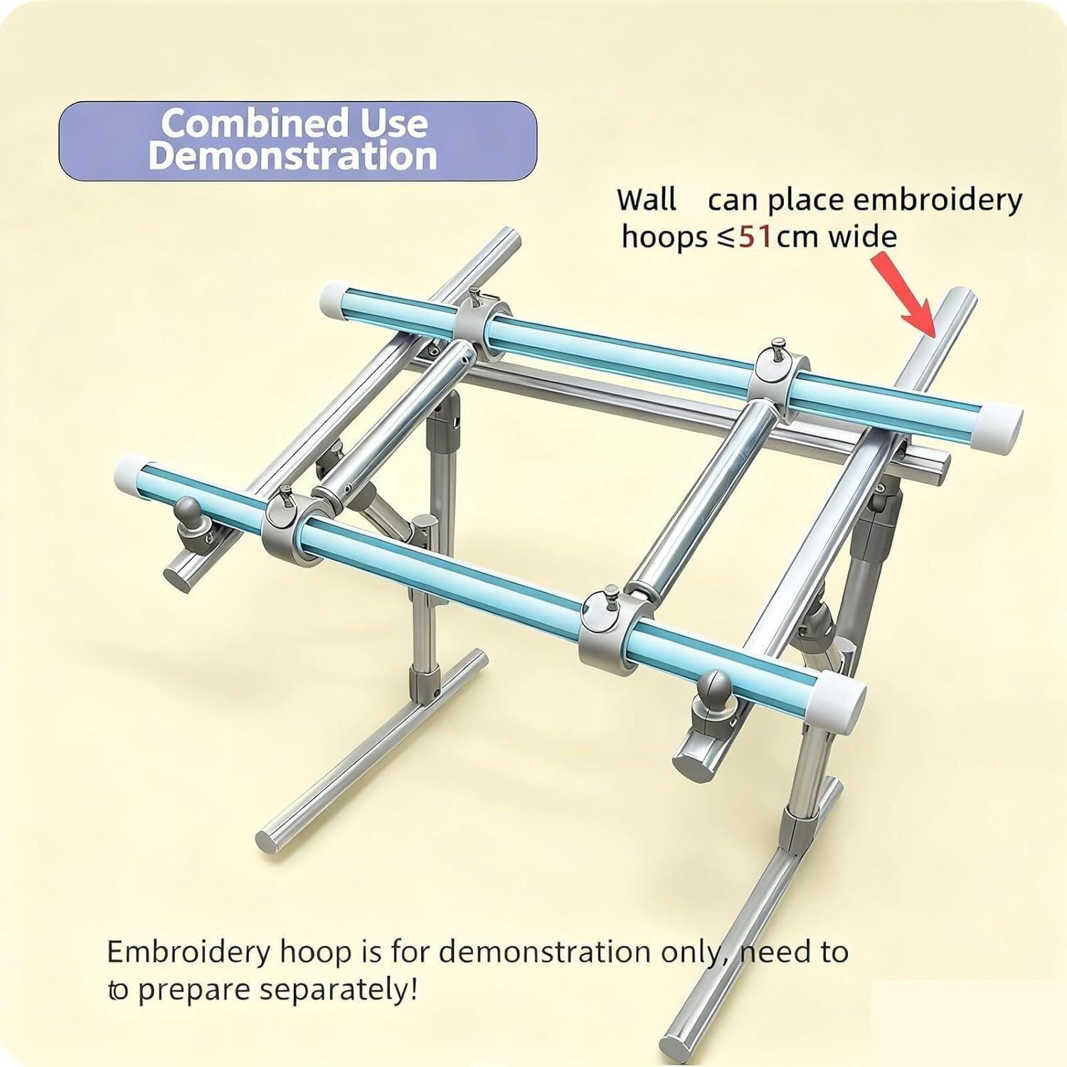 Soporte de marco de bordado, aro de aluminio plegable de 70 cm, ángulo y altura ajustables para coser