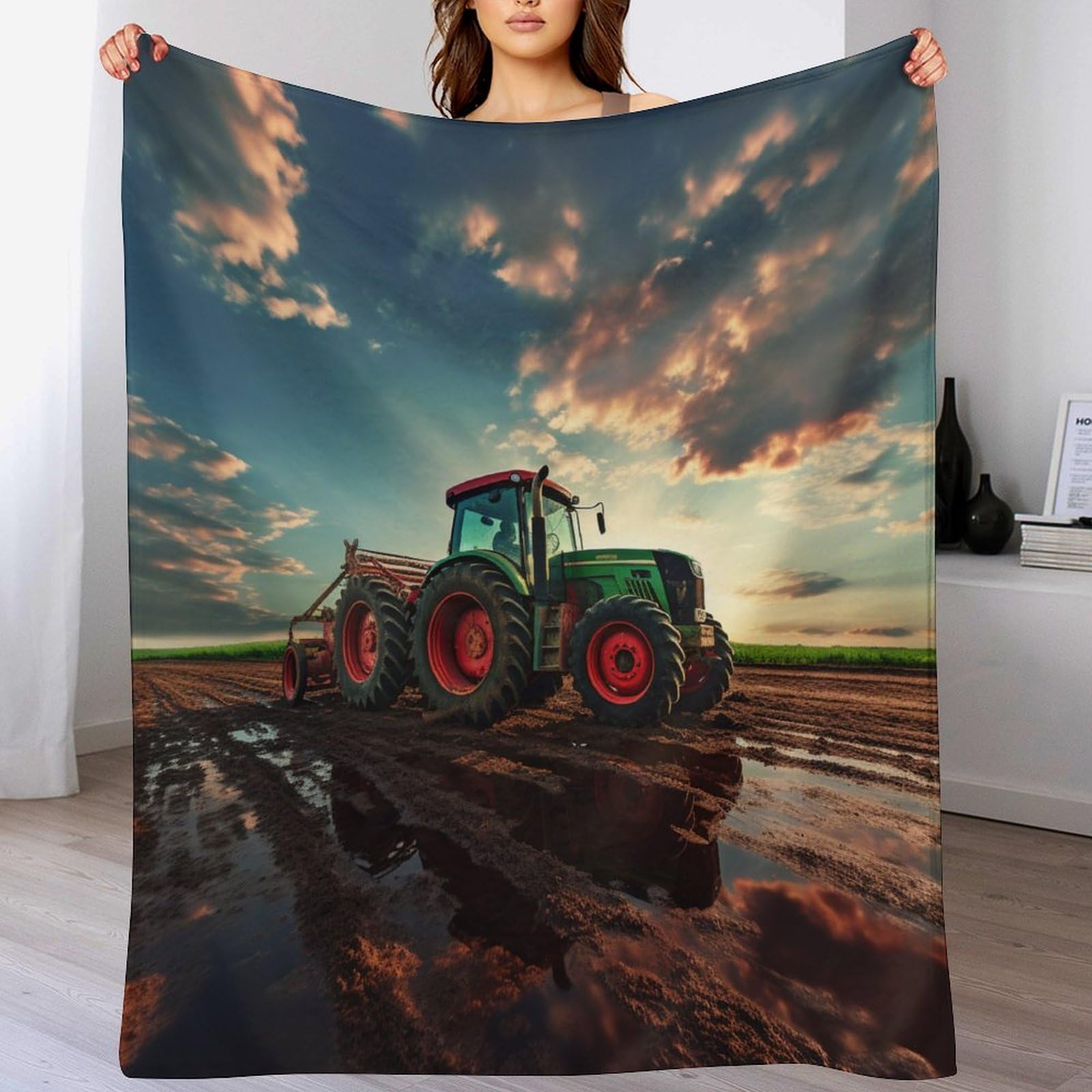 Manta de tractor de forro polar franela para sofá cama de matrimonio