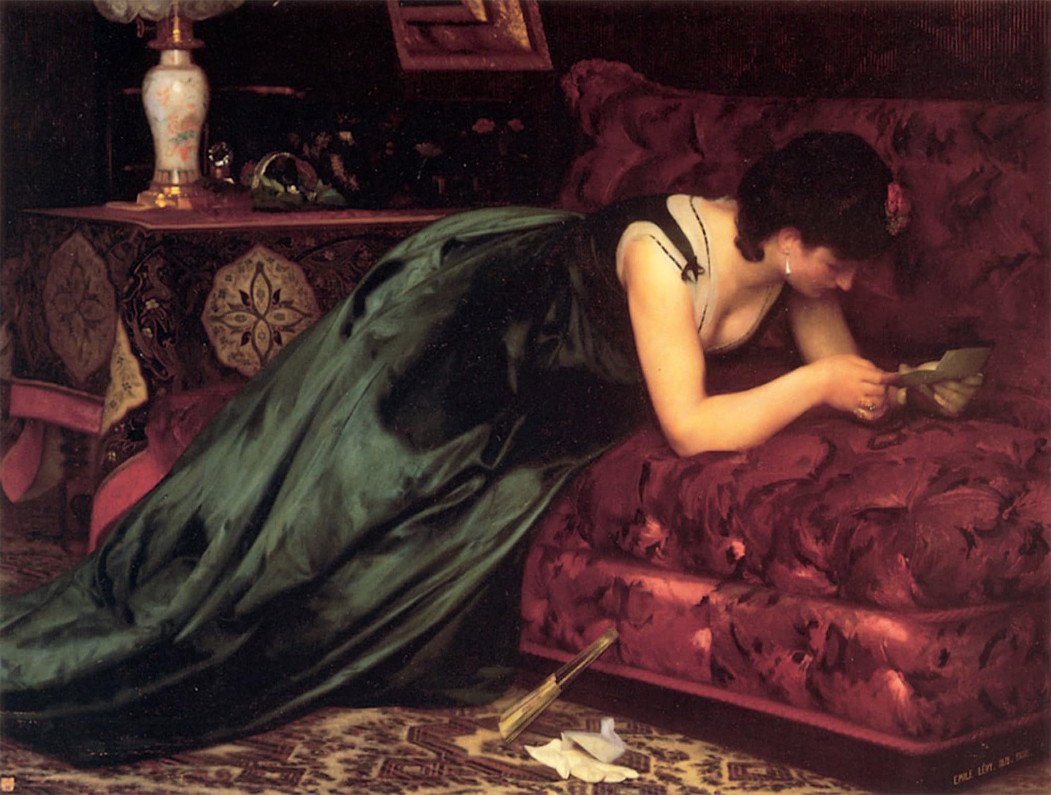 RZHRHJES Famous Painting Poster Art Canvas Print Retro Picture the Love Letter by Emile Levy Poster Wall Art for Office Decor 60x90cm