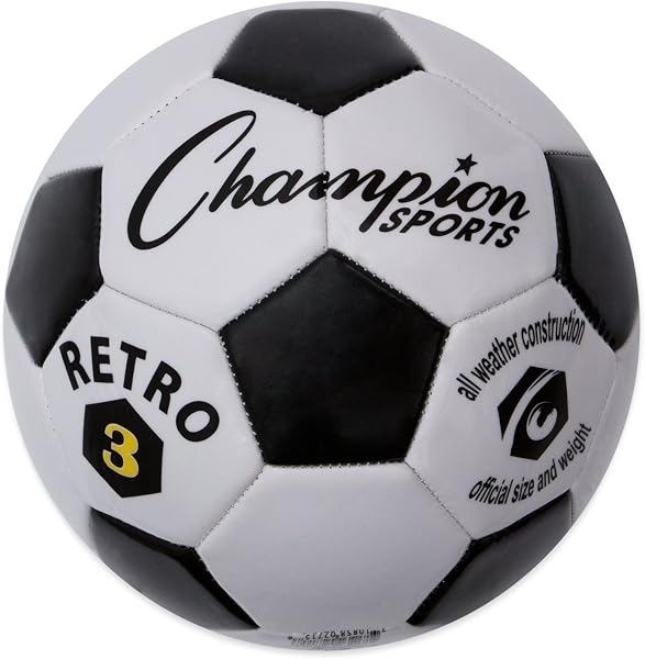 Champion Sports Retro Soccer Ball â€“ Sizes 3, 4, 5, Soft Touch, All Weather, Official Size & Weight Ball for Training, 